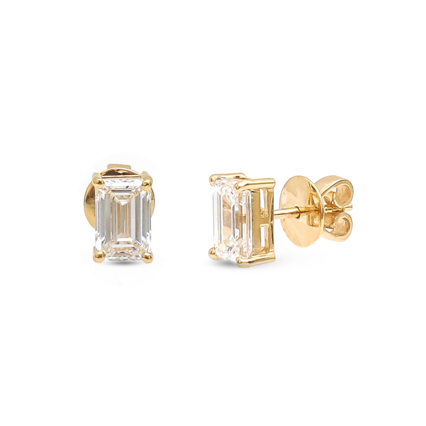 JPERG-3606/9858 Lab Grown Diamond Octagon Emerald Cut Studs Earring | 14K