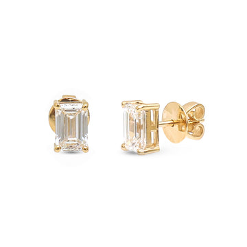 JPERG-3606/9858 Lab Grown Diamond Octagon Emerald Cut Studs Earring | 14K