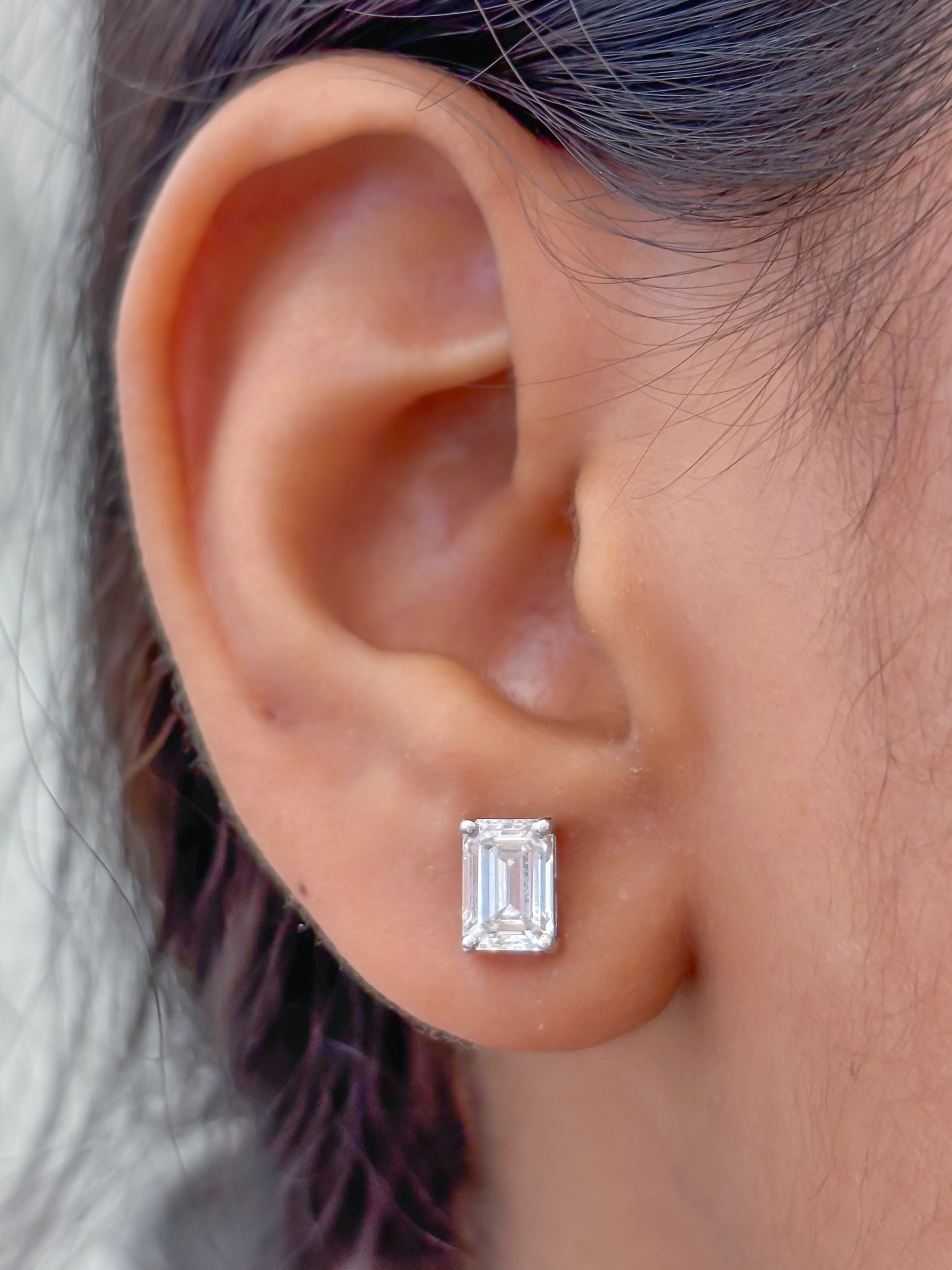JPERG-3612/9864 Lab Grown Diamond Octagon Emerald Cut Studs Earring | 14K