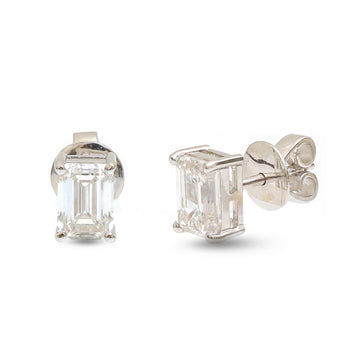 JPERG-3612/9864 Lab Grown Diamond Octagon Emerald Cut Studs Earring | 14K