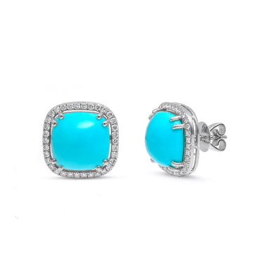 JPERG-3617/9903 Turquoise Diamond Earring | 14K