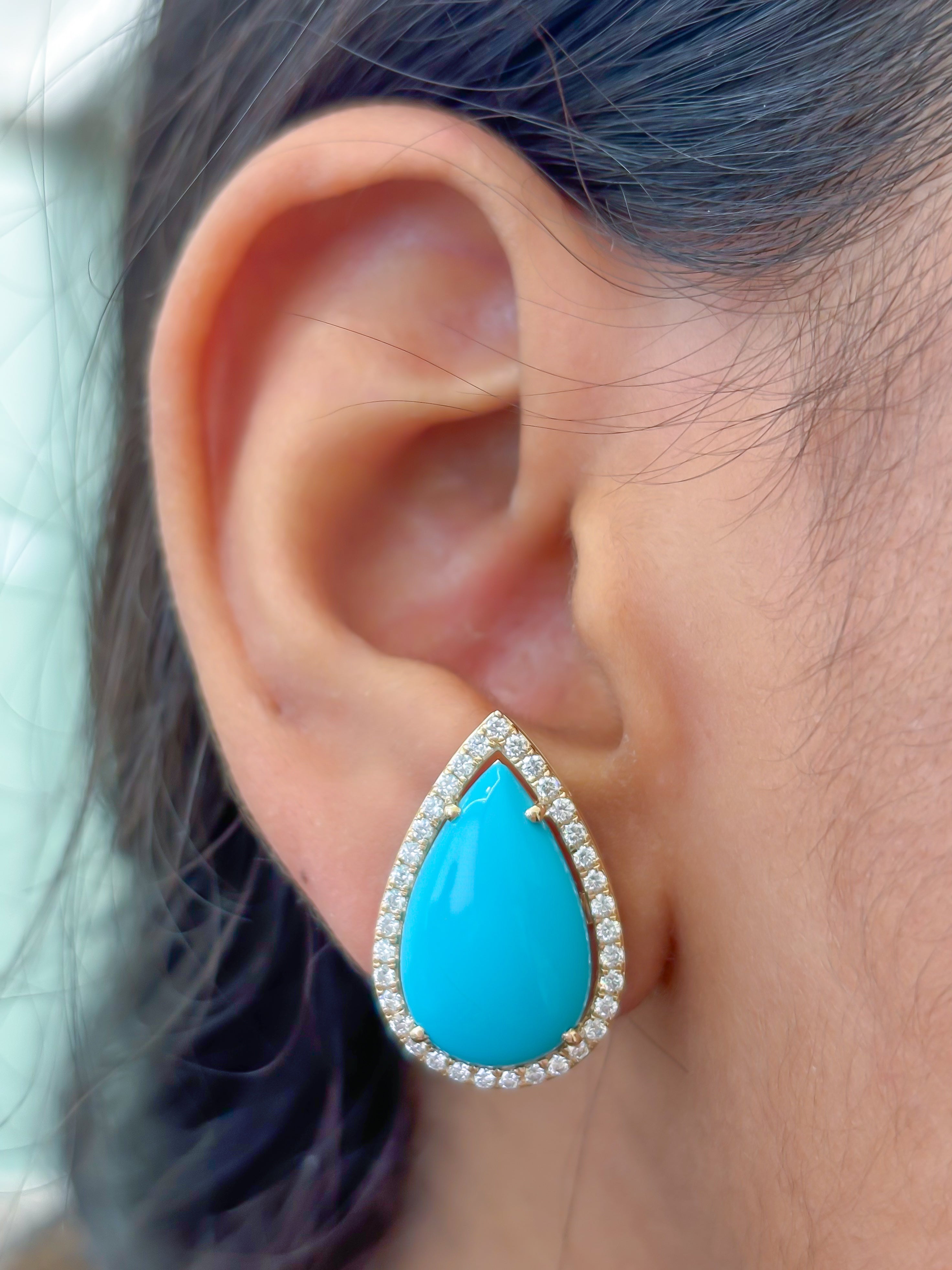 JPERG-3618/9904 Turquoise Diamond Earring | 14K