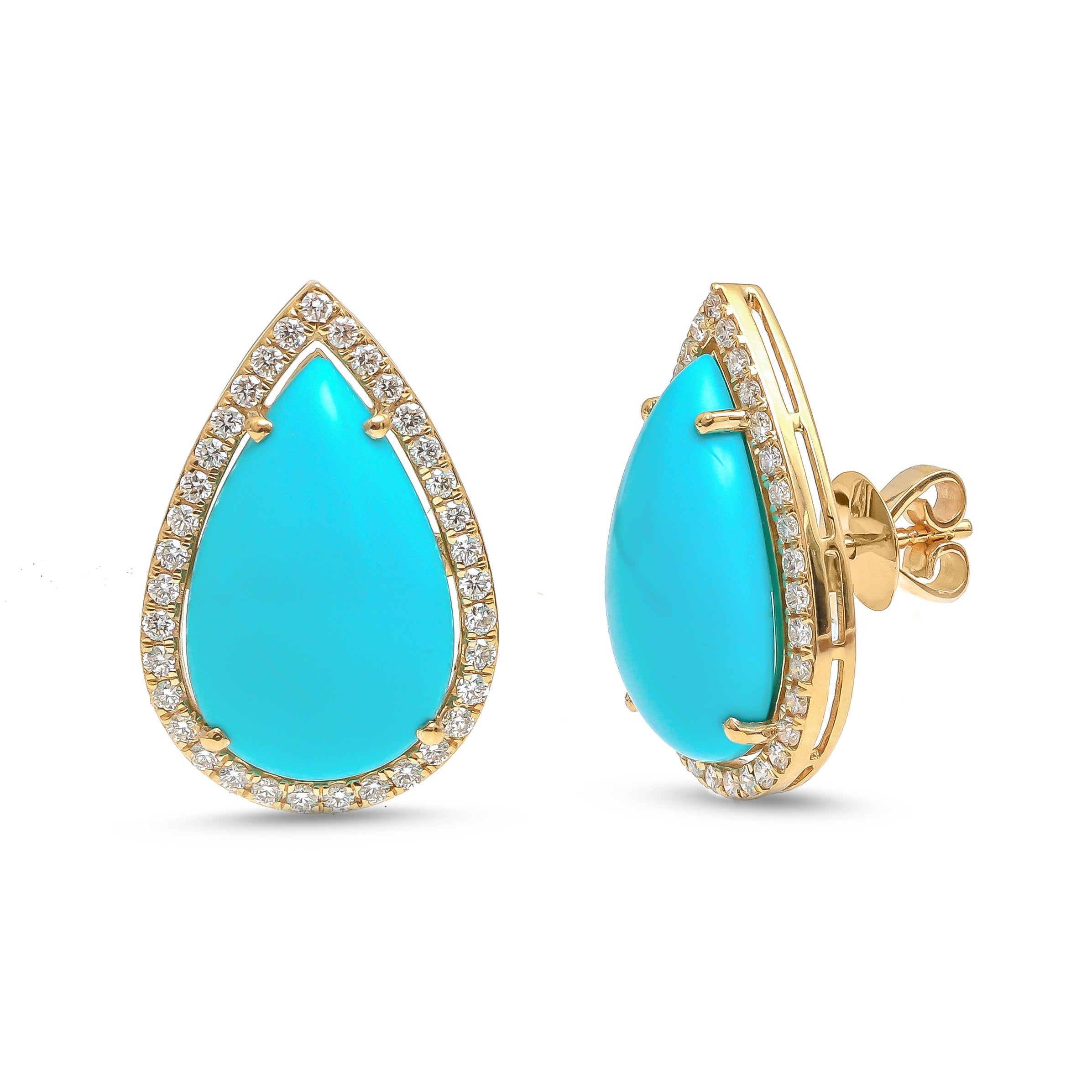 JPERG-3618/9904 Turquoise Diamond Earring | 14K