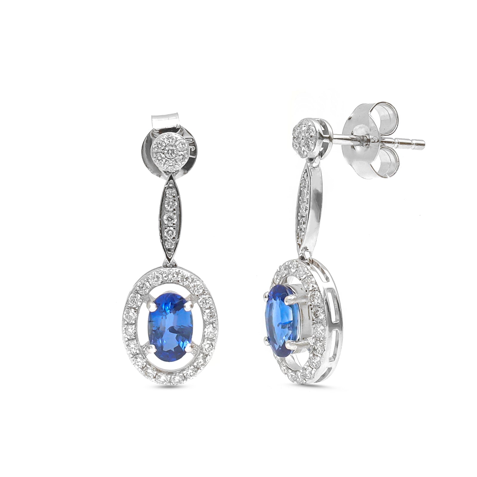 JPERG-3620/9914 Blue Sapphire Diamond Earring | 18K