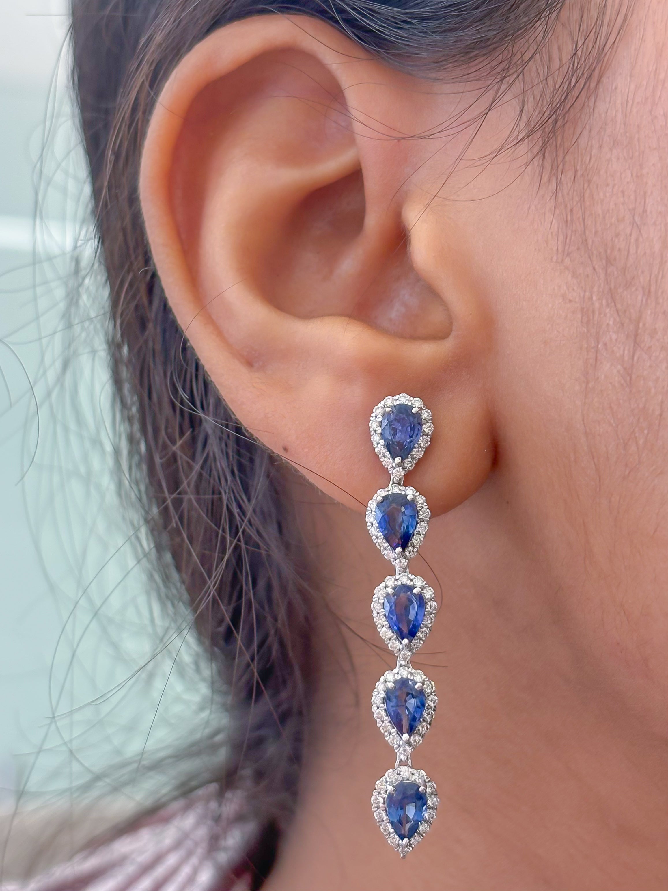 JPERG-3622/9963 Blue Sapphire Diamond Earring | 18K
