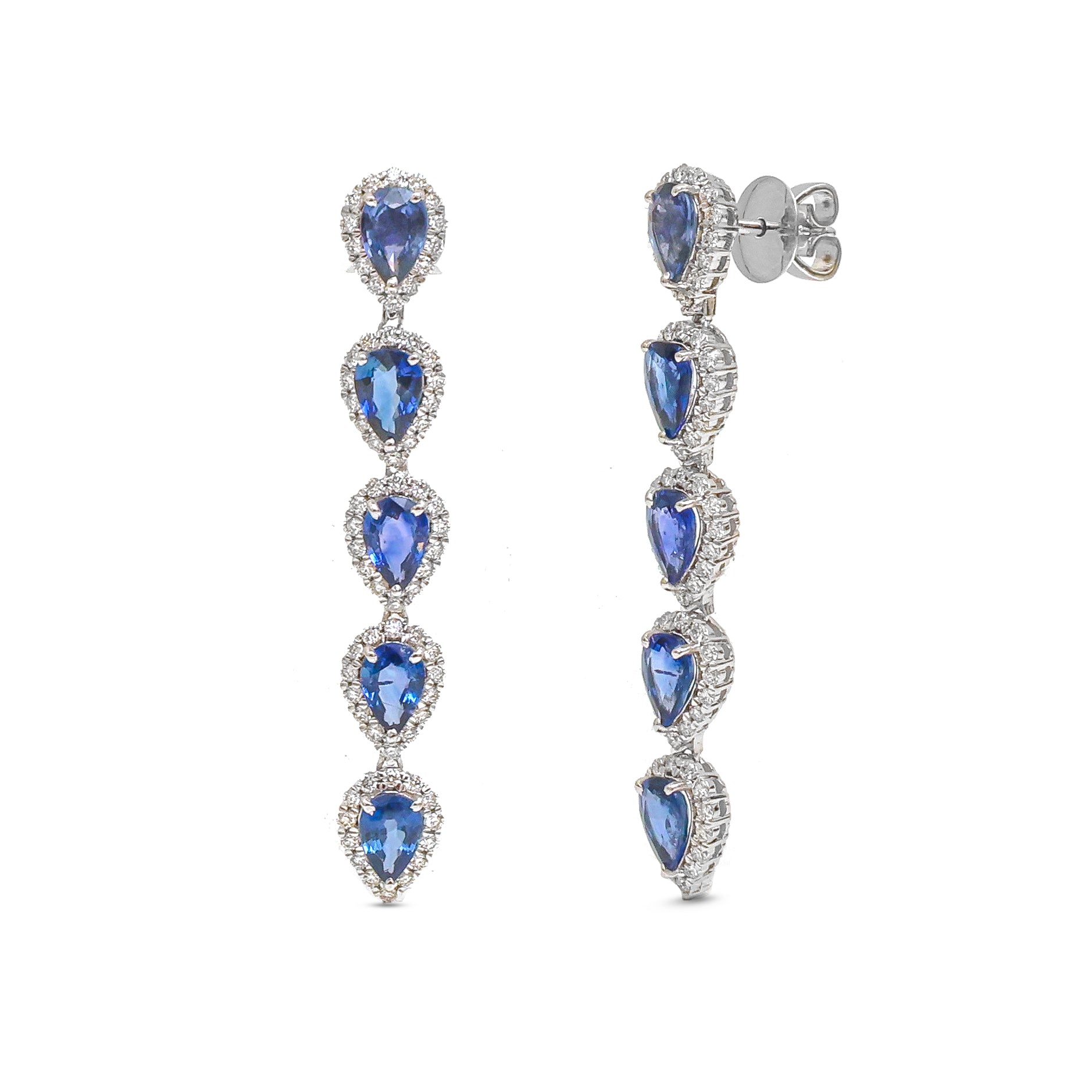 JPERG-3622/9963 Blue Sapphire Diamond Earring | 18K