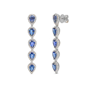 JPERG-3622/9963 Blue Sapphire Diamond Earring | 18K