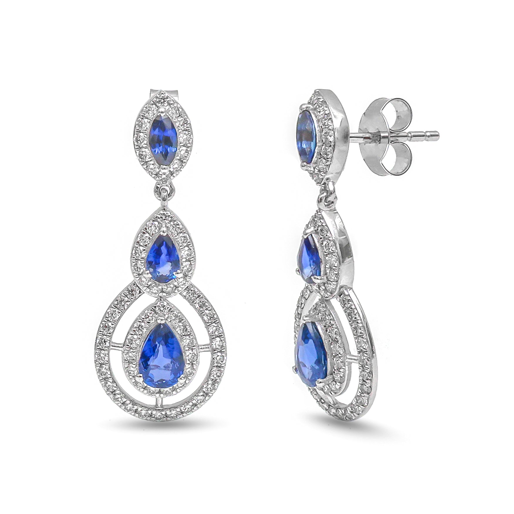 JPERG-3623/9964 Blue Sapphire Diamond Earring | 18K