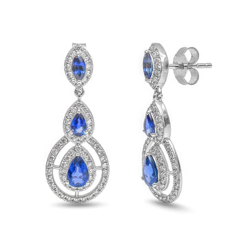 JPERG-3623/9964 Blue Sapphire Diamond Earring | 18K