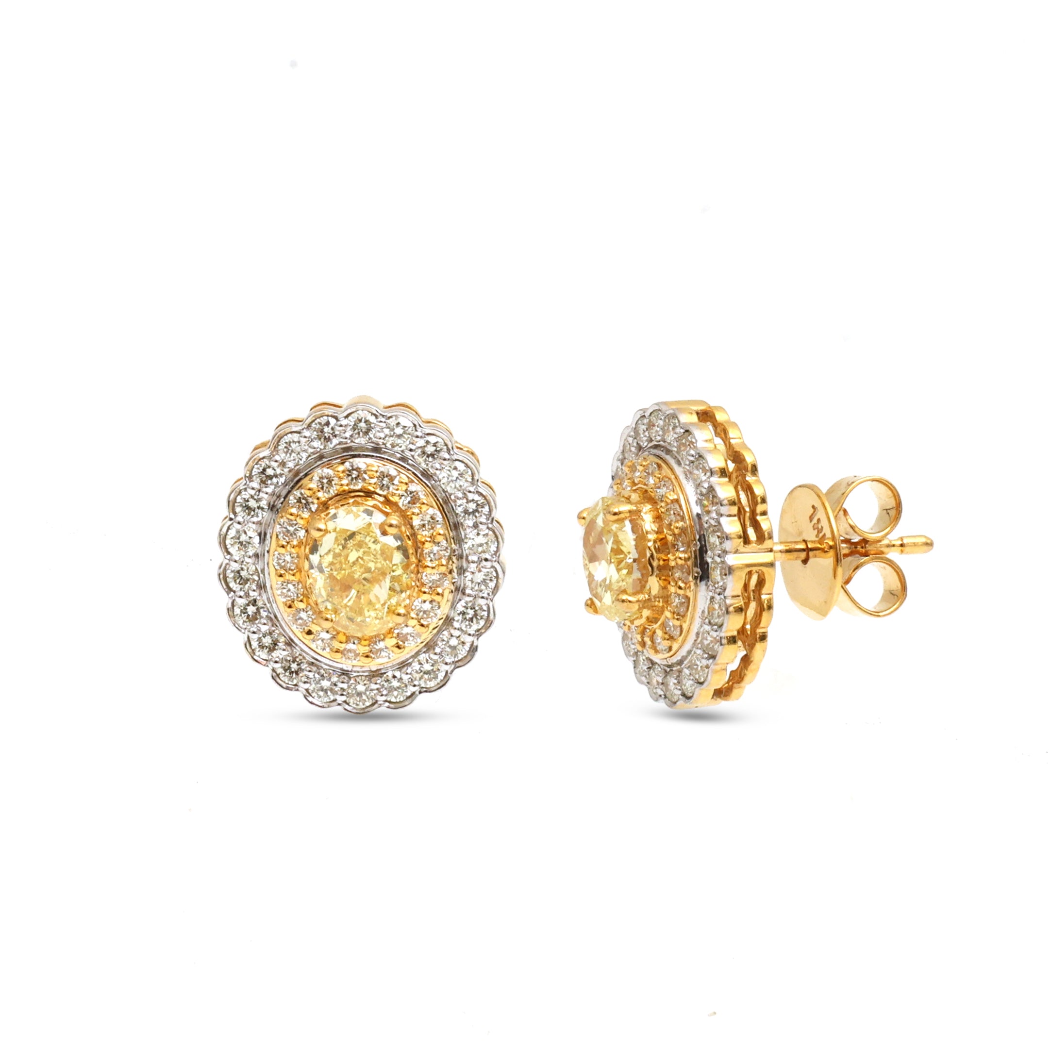 JPERG-3633/9987 Yellow Diamond Earring | 18K
