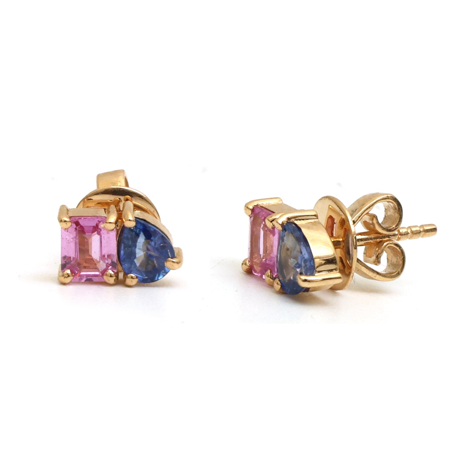 JPERG-3642/10035 Pink Sapphire Blue Sapphire Earring | 18K