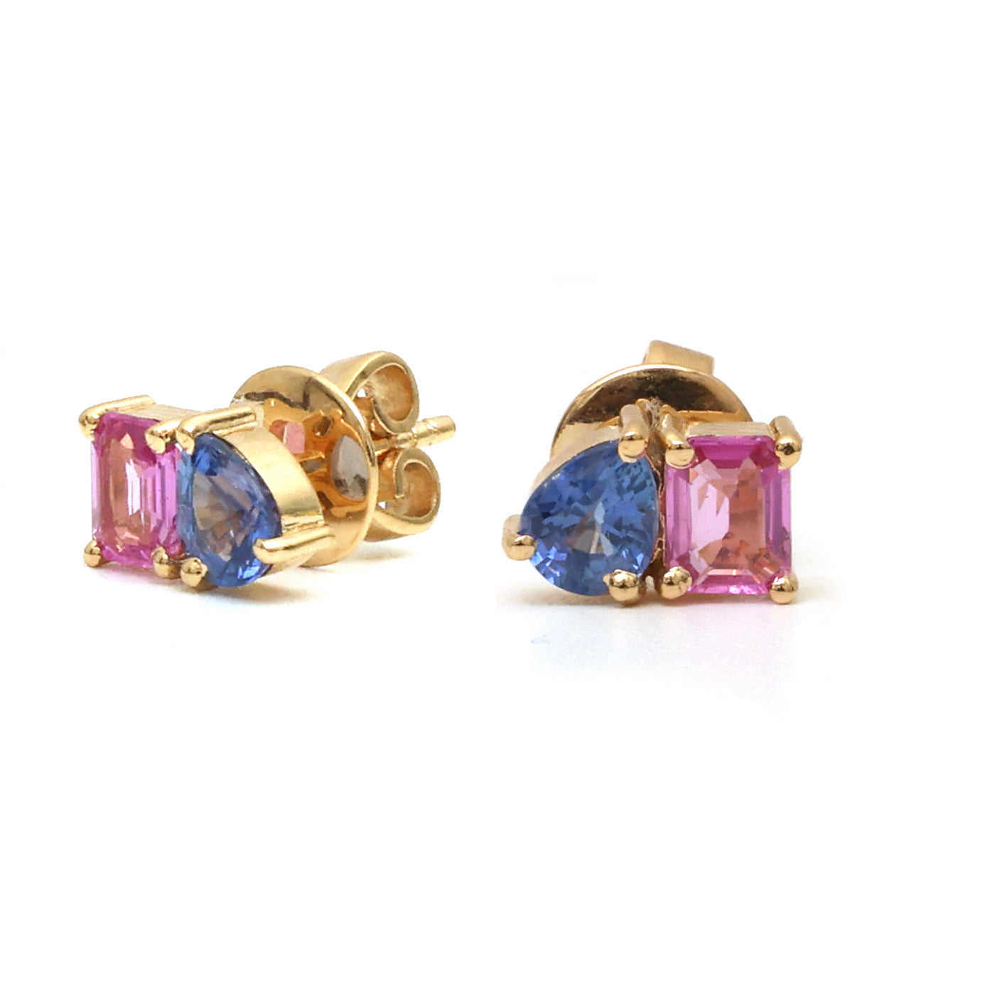 JPERG-3643/10036 Pink Sapphire Blue Sapphire Earring | 18K
