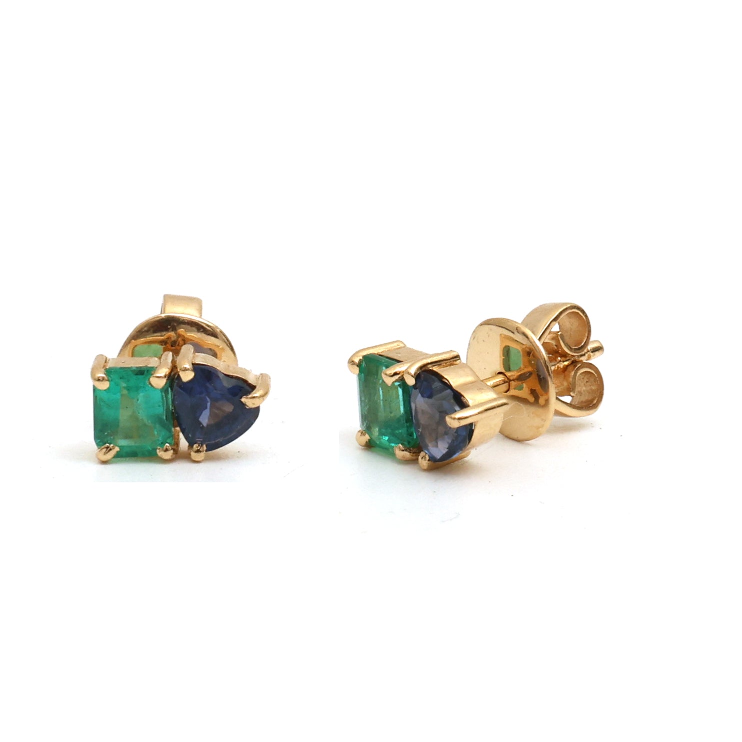 JPERG-3644/10037 Emerald Blue Sapphire Earring | 18K