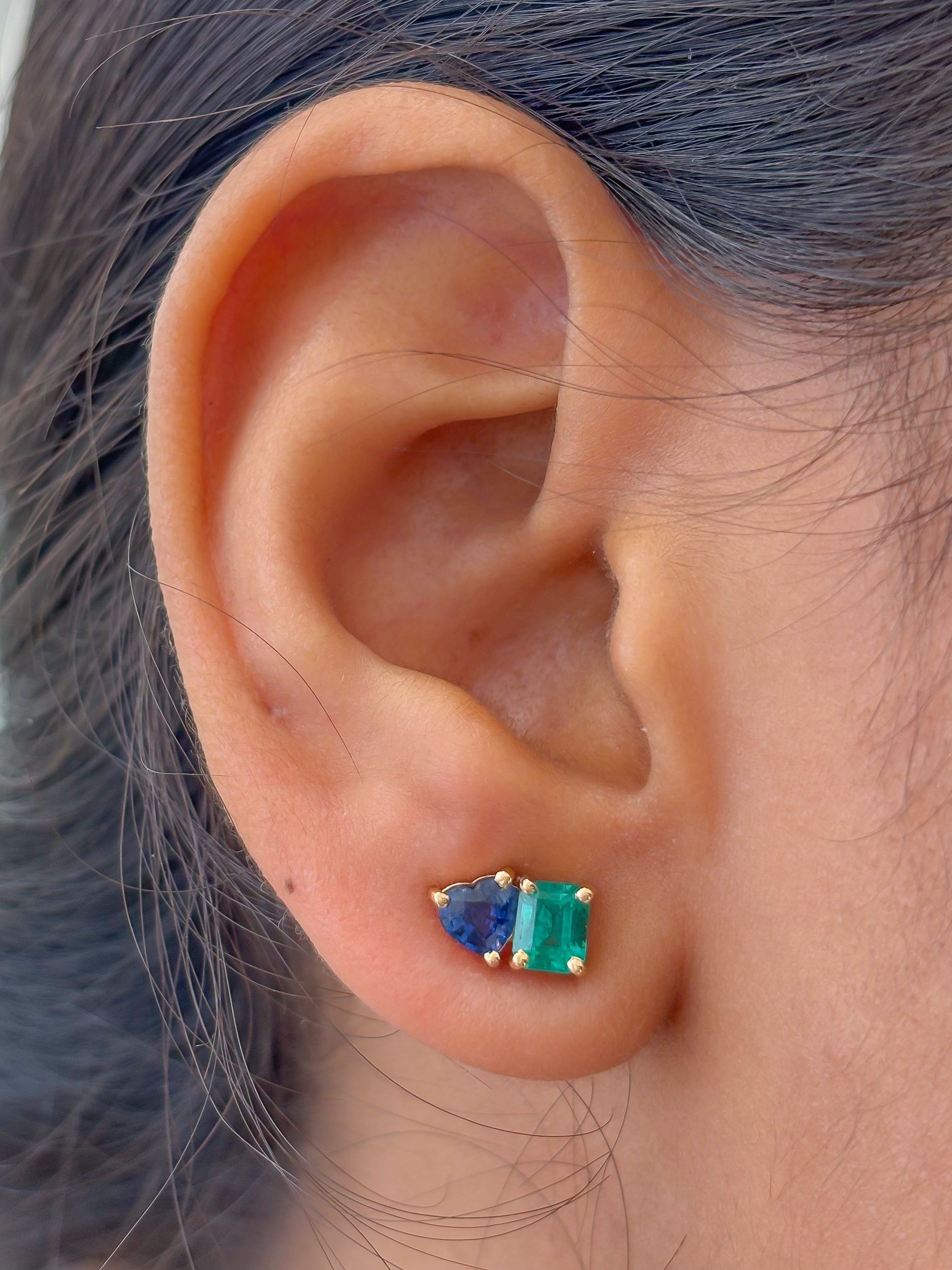 JPERG-3645/10038 Emerald Blue Sapphire Earring | 18K