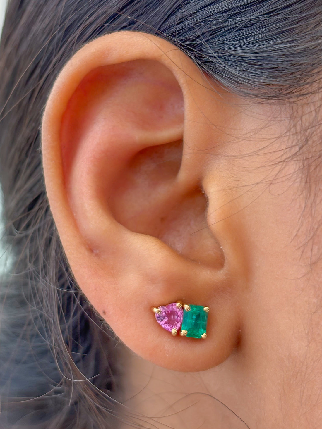 JPERG-3646/10039 Pink Sapphire Emerald Earring | 18K