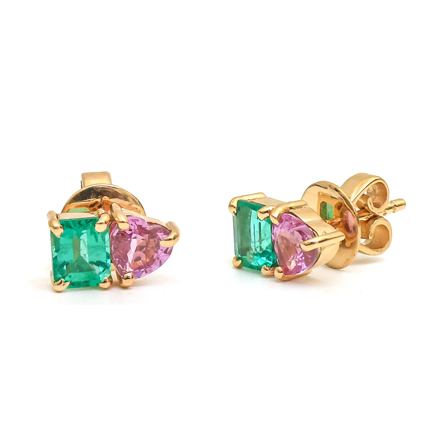 JPERG-3647/10040 Pink Sapphire Emerald Earring | 18K