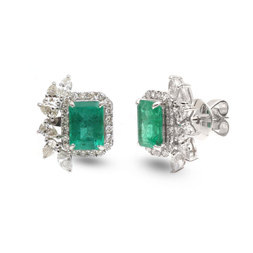JPERG-3648/10098 Diamond Emerald Earring | 18K
