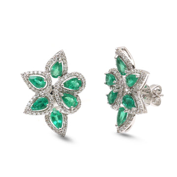 JPERG-3653/10107 Emerald Diamond Earring | 18K