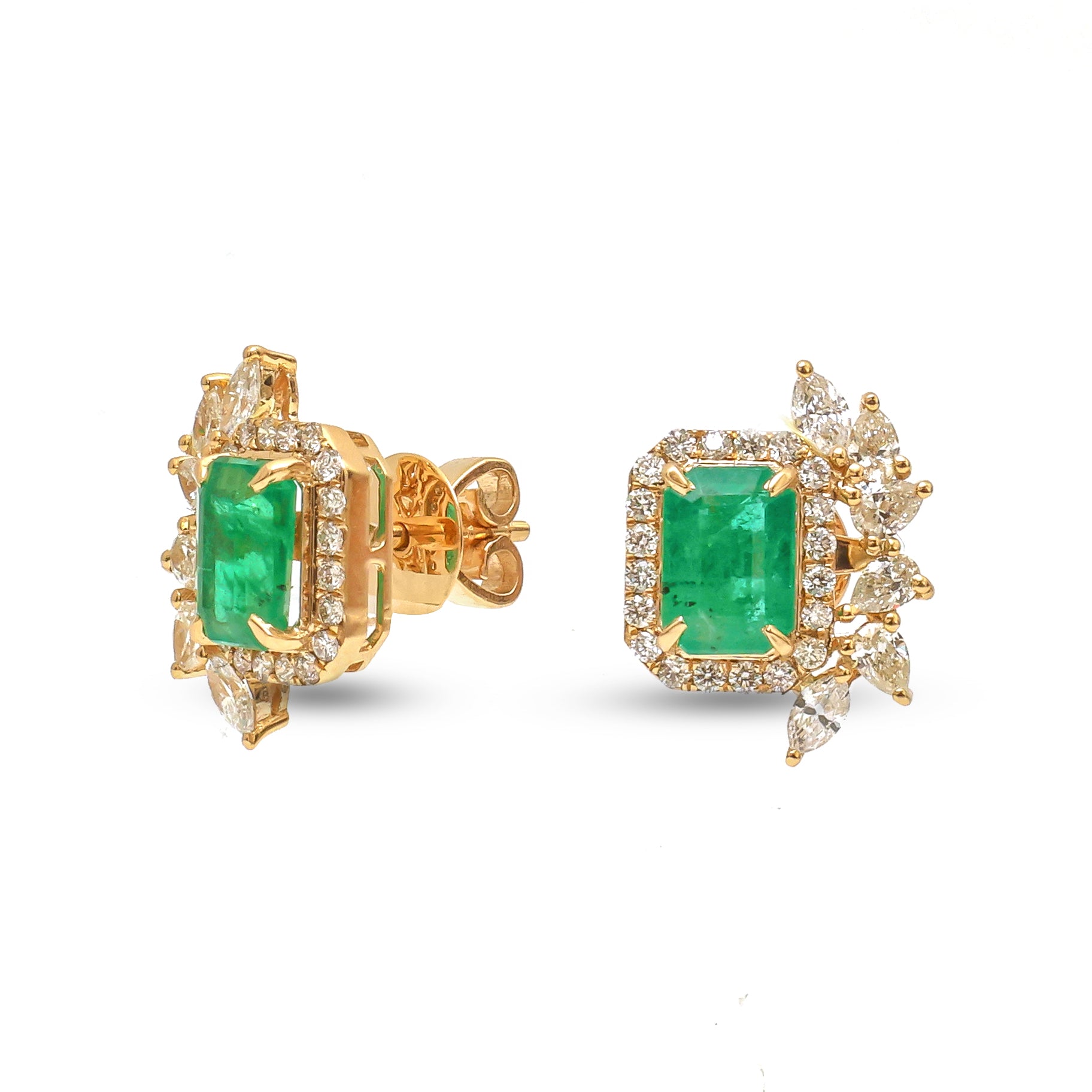 JPERG-3660/10148 Diamond Emerald Earring | 18K