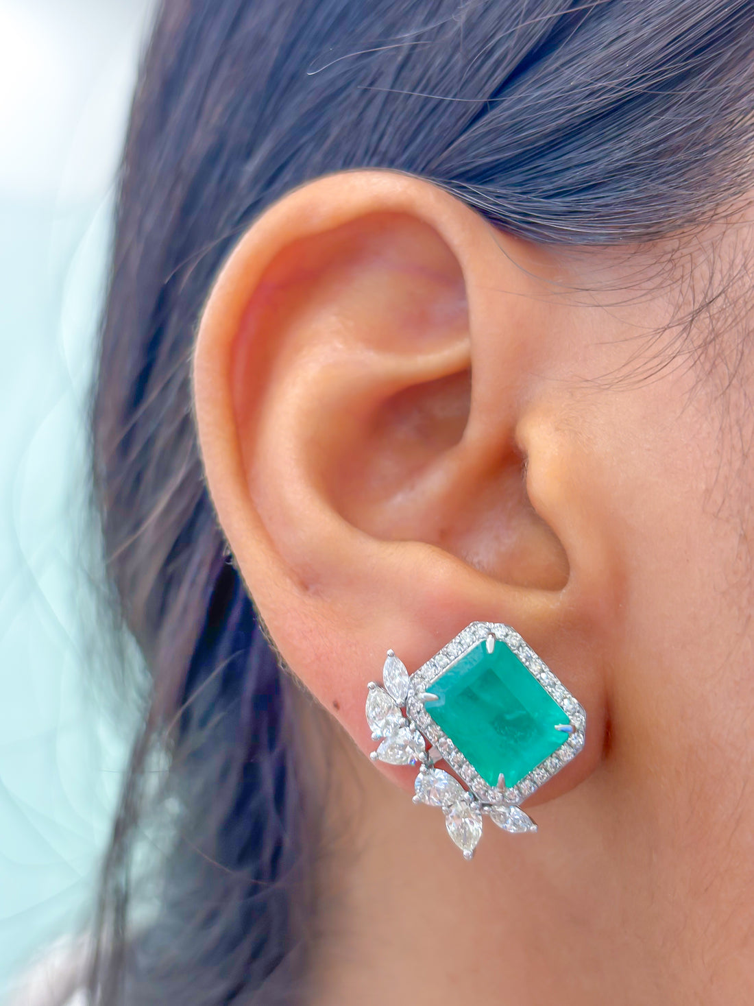 JPERG-3661/10149 Diamond Emerald Earring | 18K