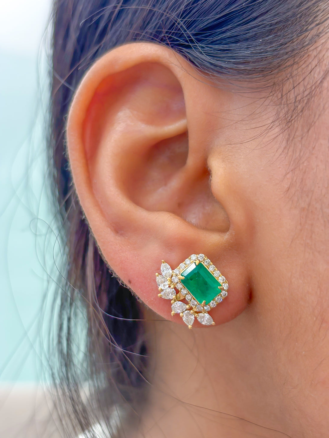 JPERG-3665/10153 Diamond Emerald Earring | 18K