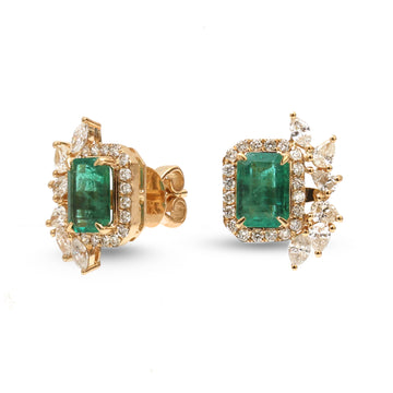 JPERG-3666/10154 Diamond Emerald Earring | 18K