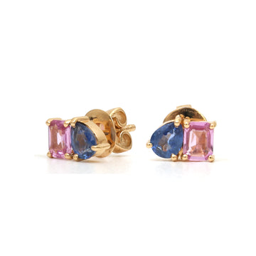 JPERG-3667/10157 Pink Sapphire Blue Sapphire Earring | 18K