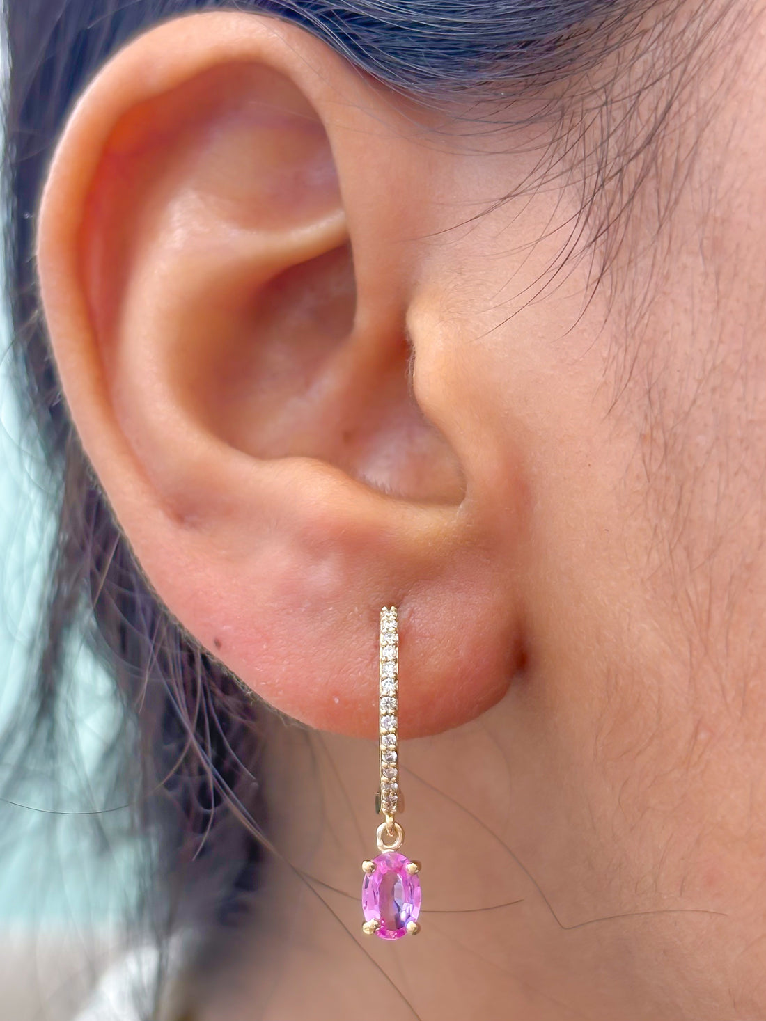 JPERG-3671/10165 Pink Sapphire Diamond Earring | 14K