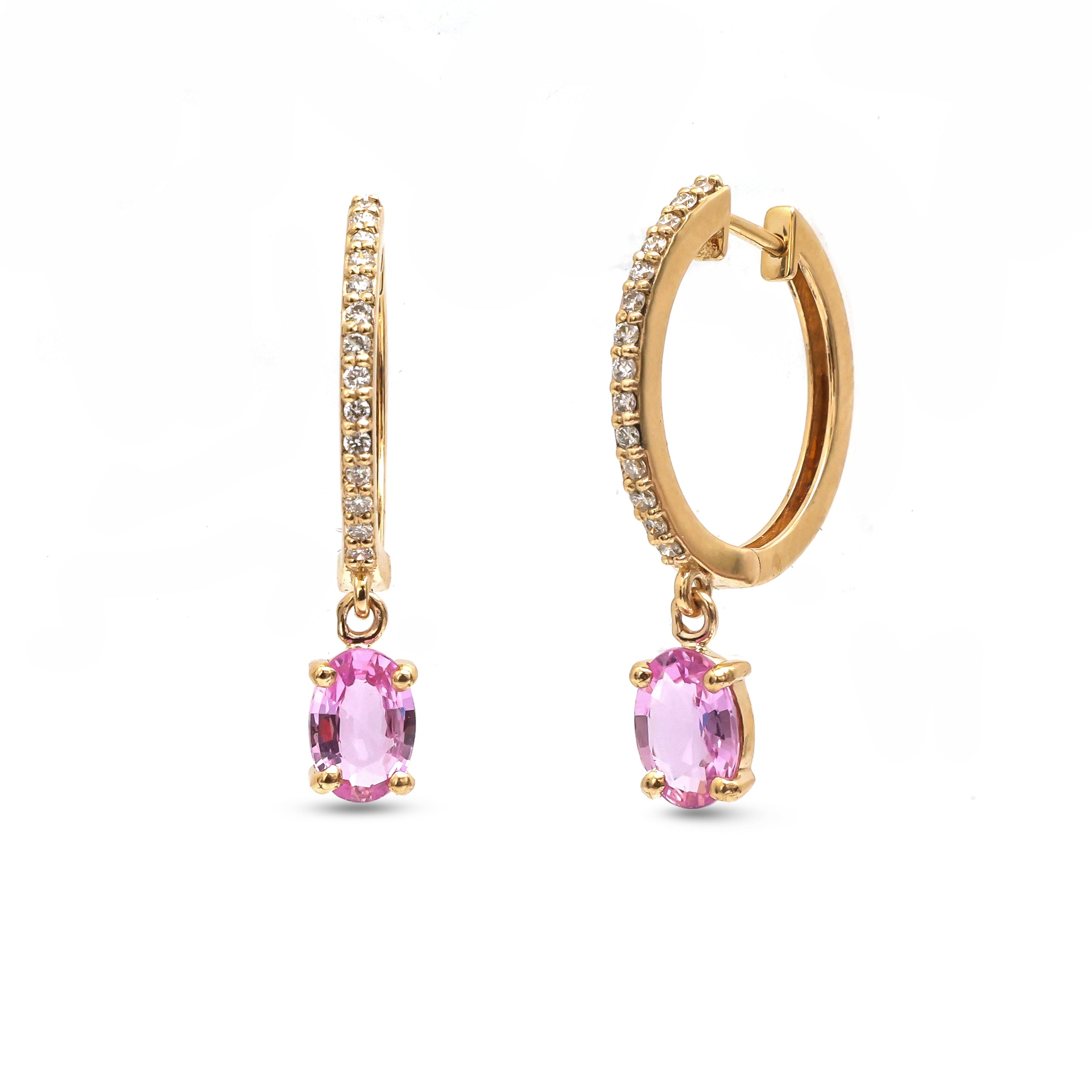 JPERG-3671/10165 Pink Sapphire Diamond Earring | 14K