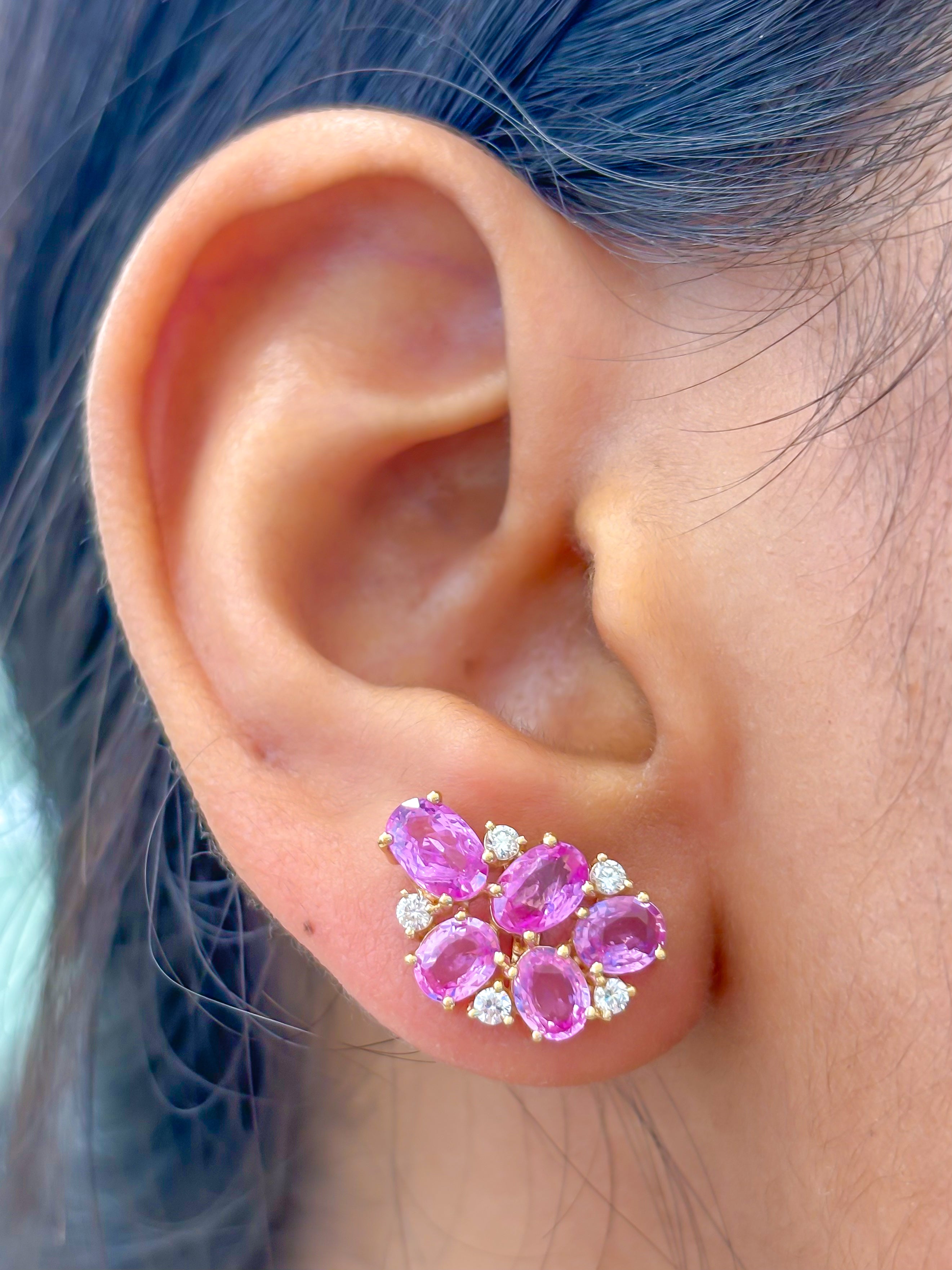 JPERG-3677/10177 Pink Sapphire Diamond Earring | 18K