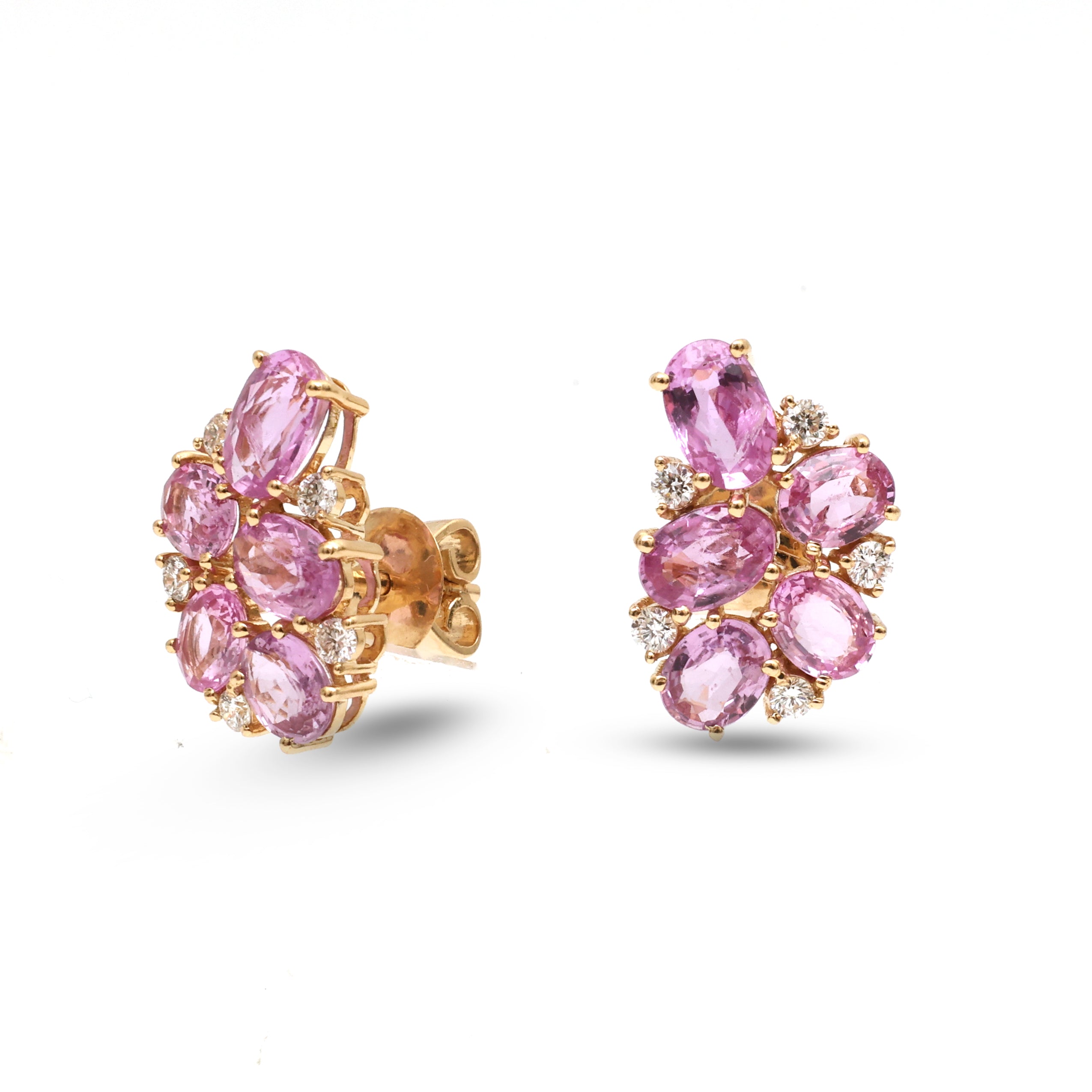 JPERG-3677/10177 Pink Sapphire Diamond Earring | 18K