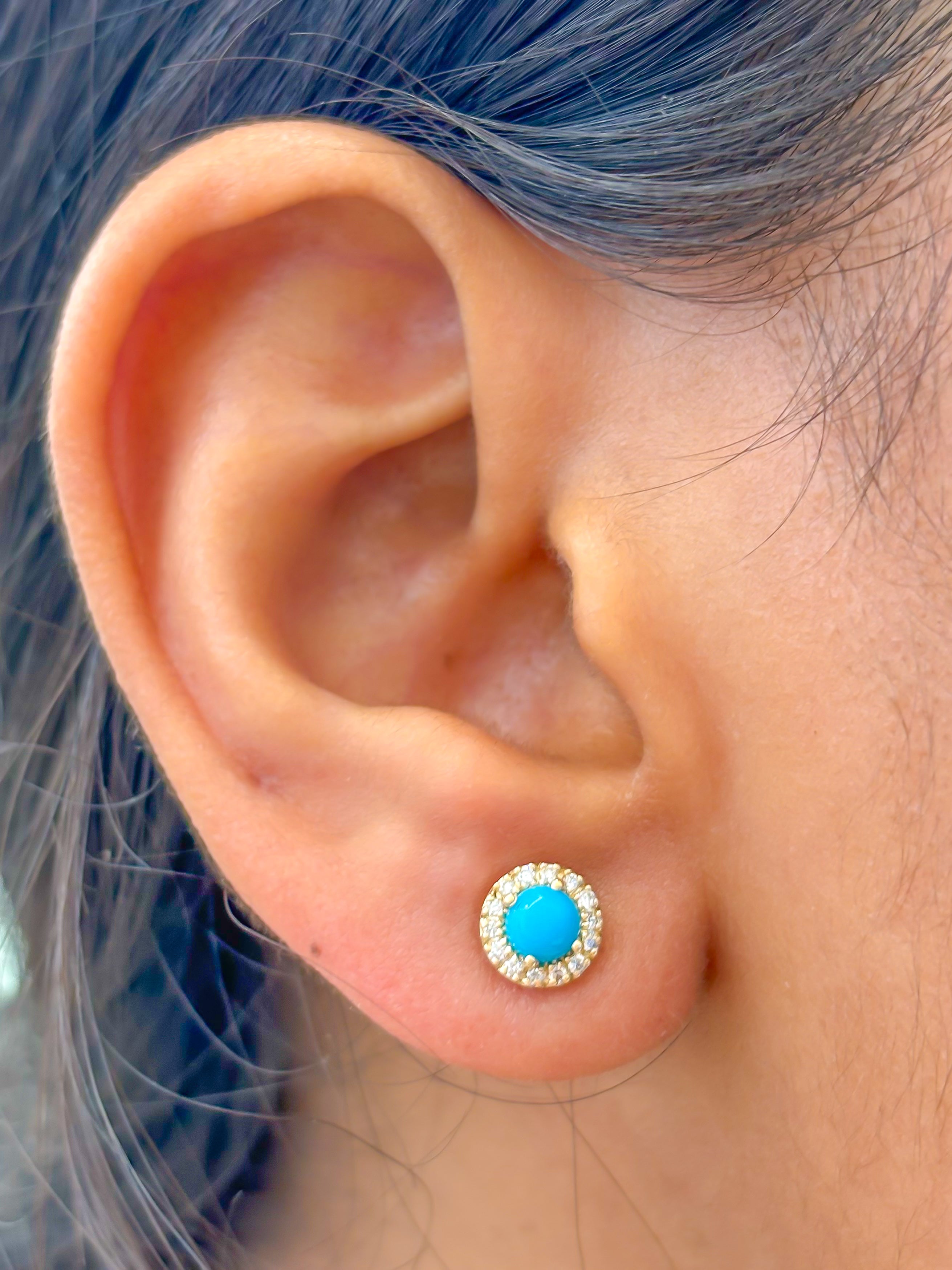 JPERG-3678/10179 Turquoise Diamond Earring | 18K
