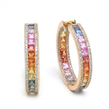 JPERG-367/2068 Rainbow Hoops Earring | 18K
