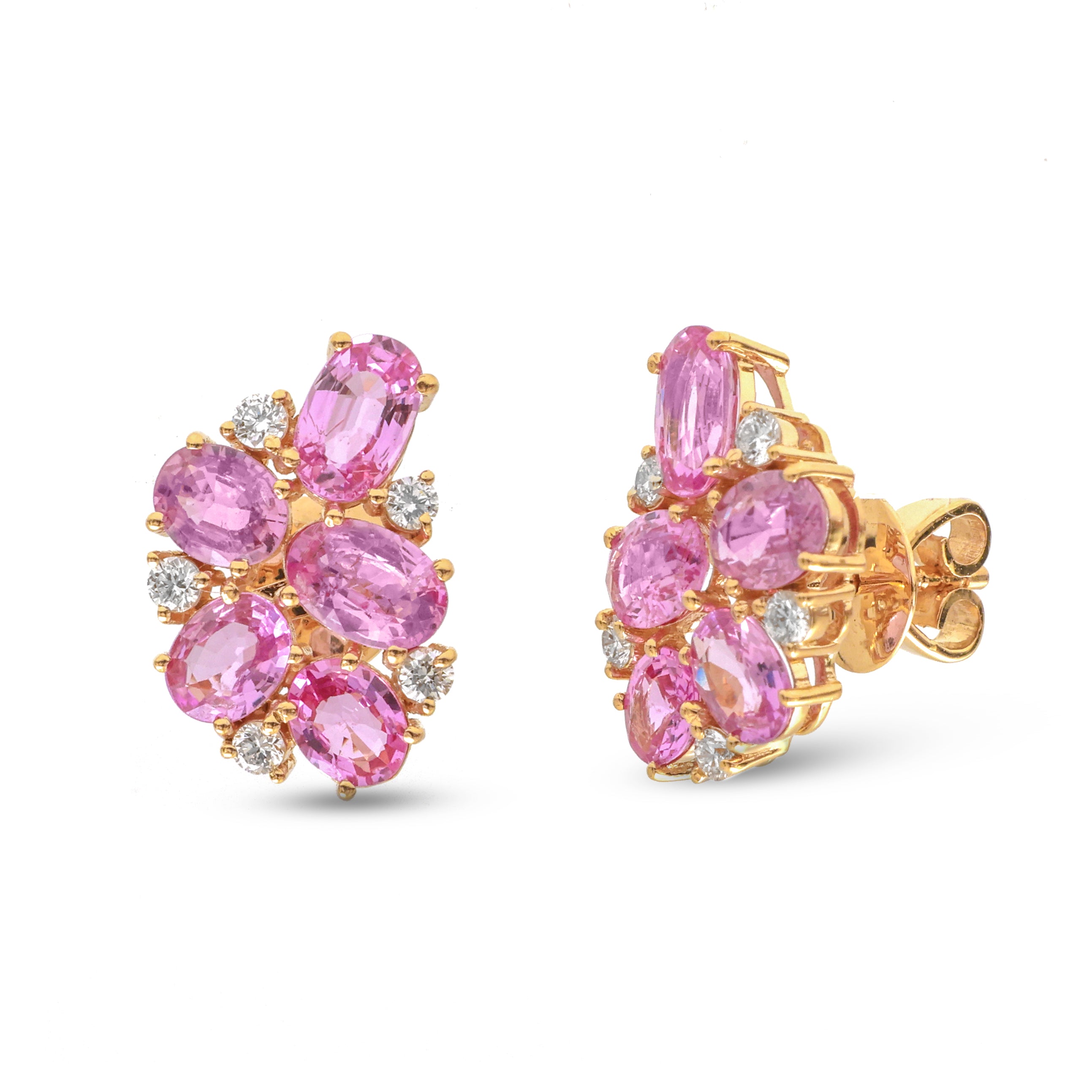 JPERG-3680/10183 Pink Sapphire Diamond Earring | 18K