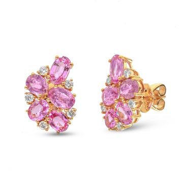 JPERG-3680/10183 Pink Sapphire Diamond Earring | 18K