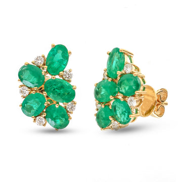 JPERG-3681/10184 Emerald Diamond Earring | 18K