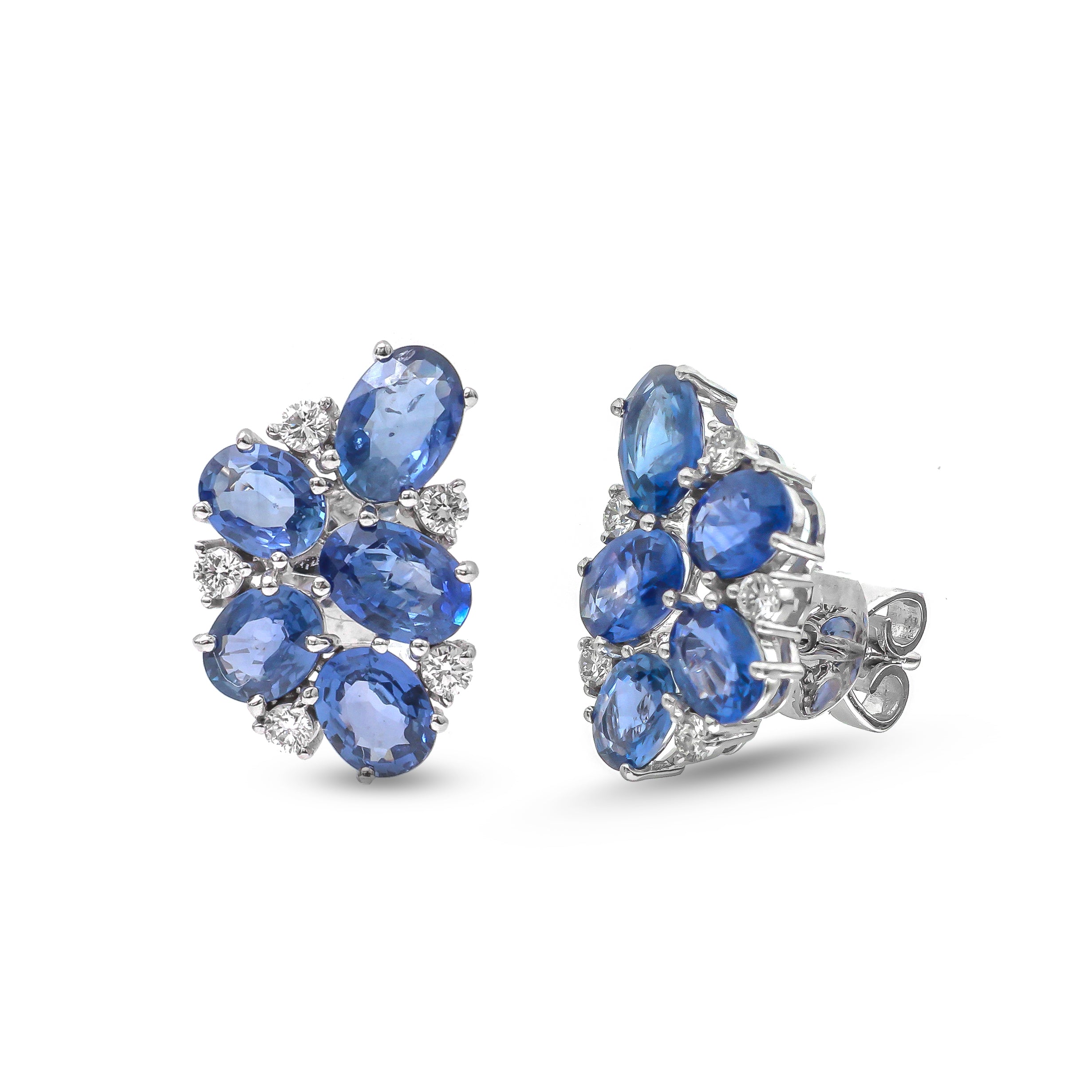 JPERG-3683/10186 Blue Sapphire Diamond Earring | 18K