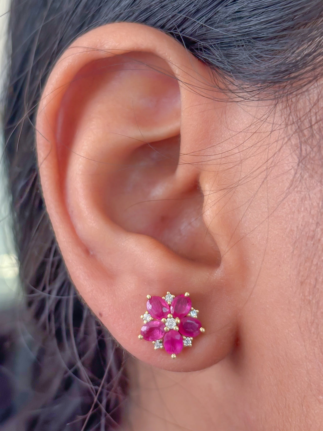 JPERG-3685/10199 Ruby Diamond Earring | 18K
