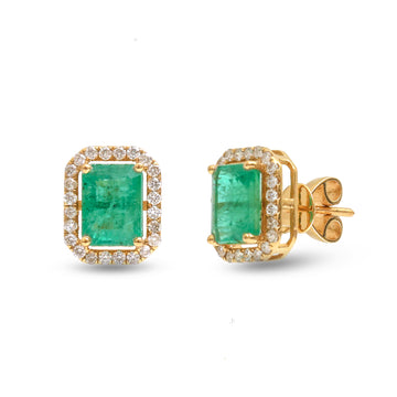 JPERG-3686/10200 Emerald Diamond Earring | 18K