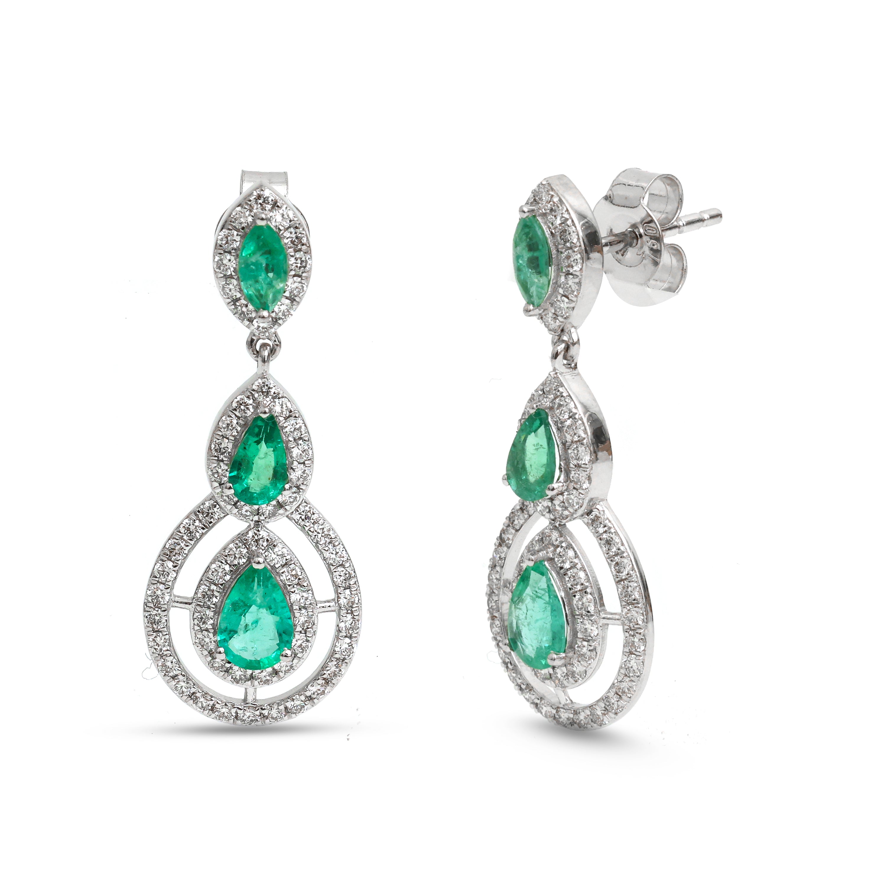 JPERG-3692/10230 Emerald Diamond Earring | 18K