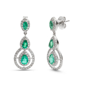 JPERG-3692/10230 Emerald Diamond Earring | 18K