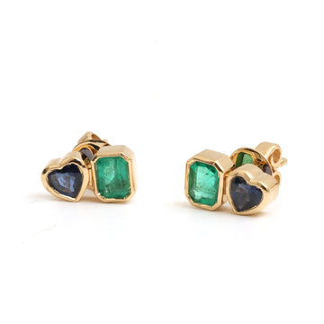 JPERG-3694/10289 Emerald Blue Sapphire Earring | 18K