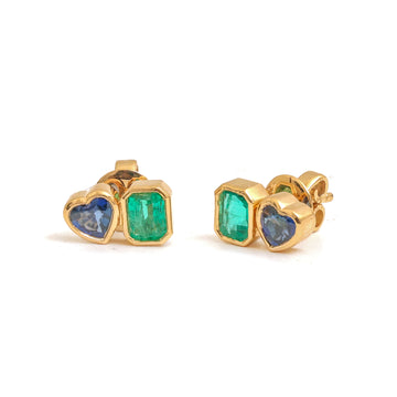 JPERG-3695/10290 Emerald Blue Sapphire Earring | 18K