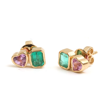 JPERG-3696/10291 Pink Sapphire Emerald Earring | 18K