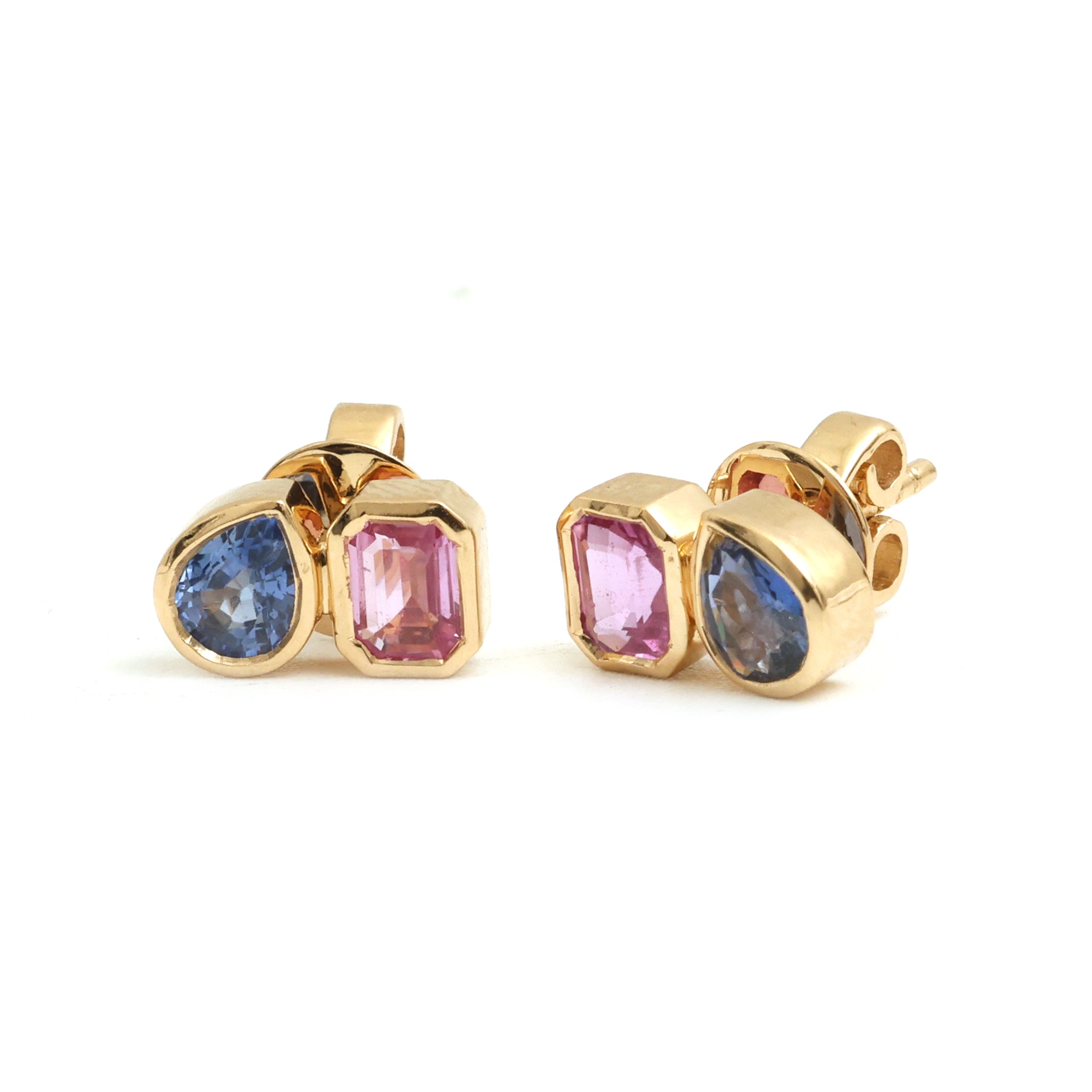 JPERG-3697/10292 Pink Sapphire Blue Sapphire Earring | 18K