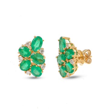 JPERG-3699/10294 Emerald Diamond Earring | 18K