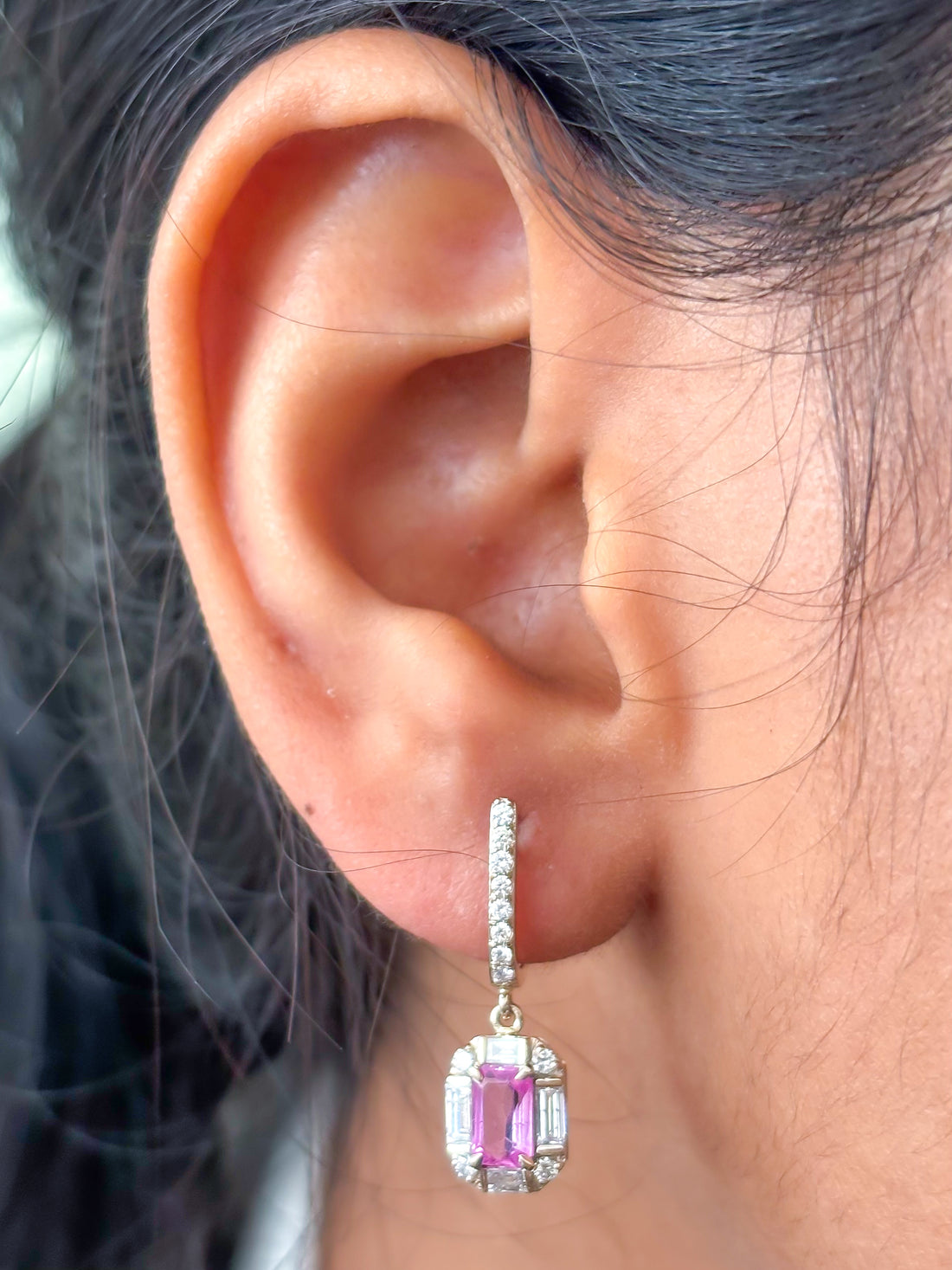 JPERG-3702/10298 Diamond Pink Sapphire Earring | 18K