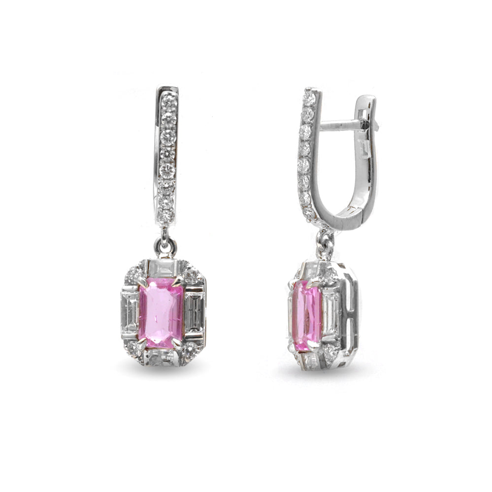JPERG-3702/10298 Diamond Pink Sapphire Earring | 18K