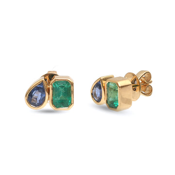 JPERG-3703/10299 Emerald Blue Sapphire Earring | 18K