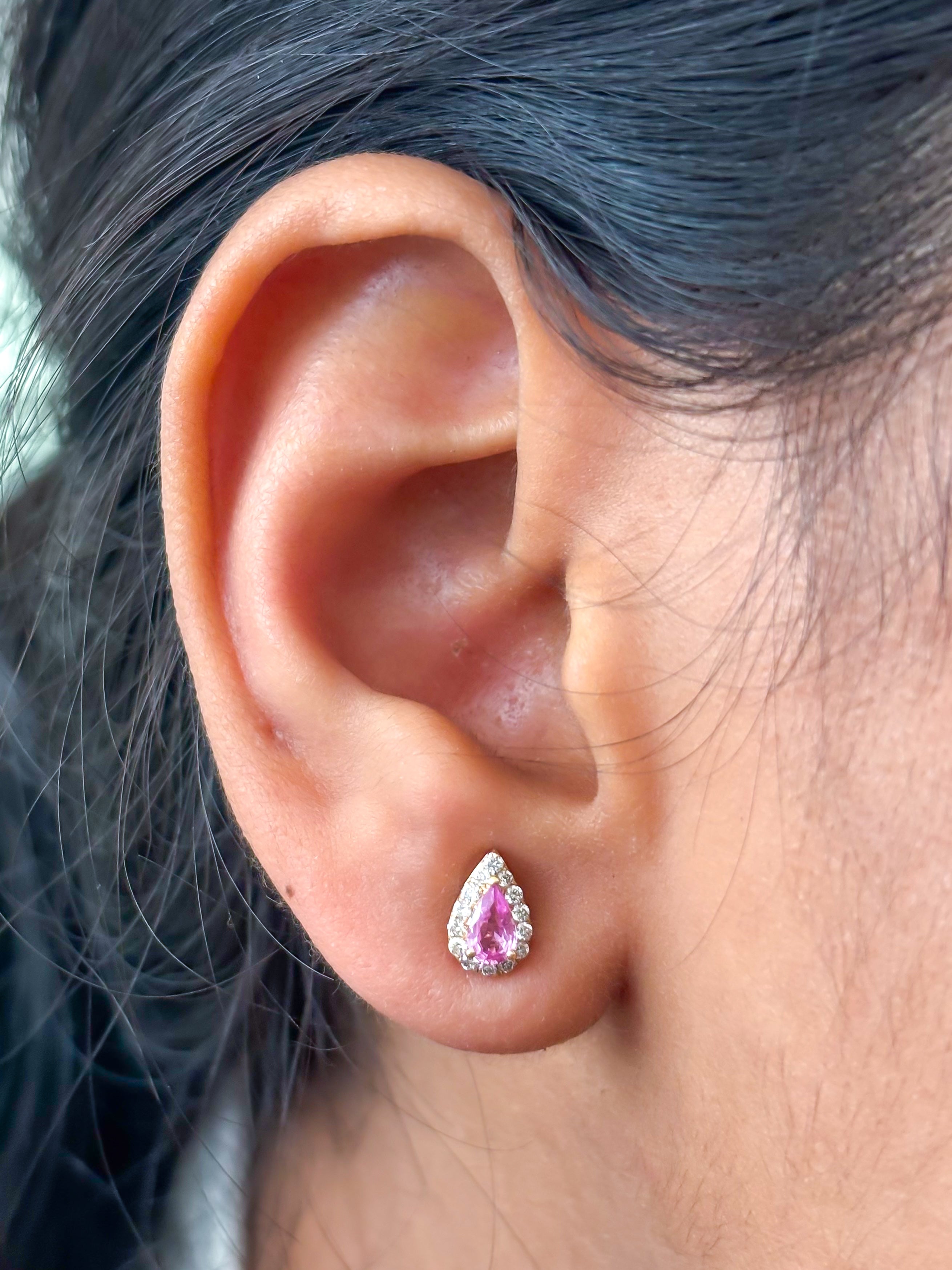 JPERG-3704/10300 Pink Sapphire Diamond Earring | 18K